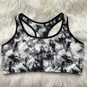 NWT Plus Size Sports Bra Cali Sport+ 3X Black White Tie-Dye